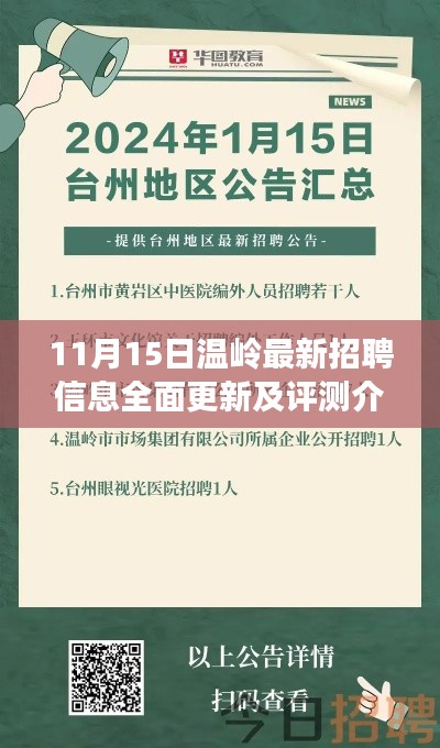 11月15日温岭最新招聘信息全面更新及评测介绍